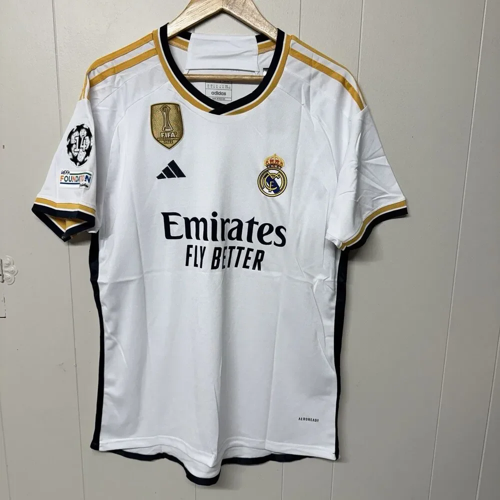 Adidas Real Madrid 23/24 Home Jersey Vini Jr #7 FIFA Patch Slim Fit Men XL NWT